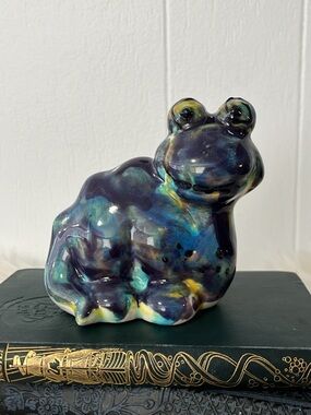 Handcrafted Ceramic dinosaur Figurine - Iridescent Blue